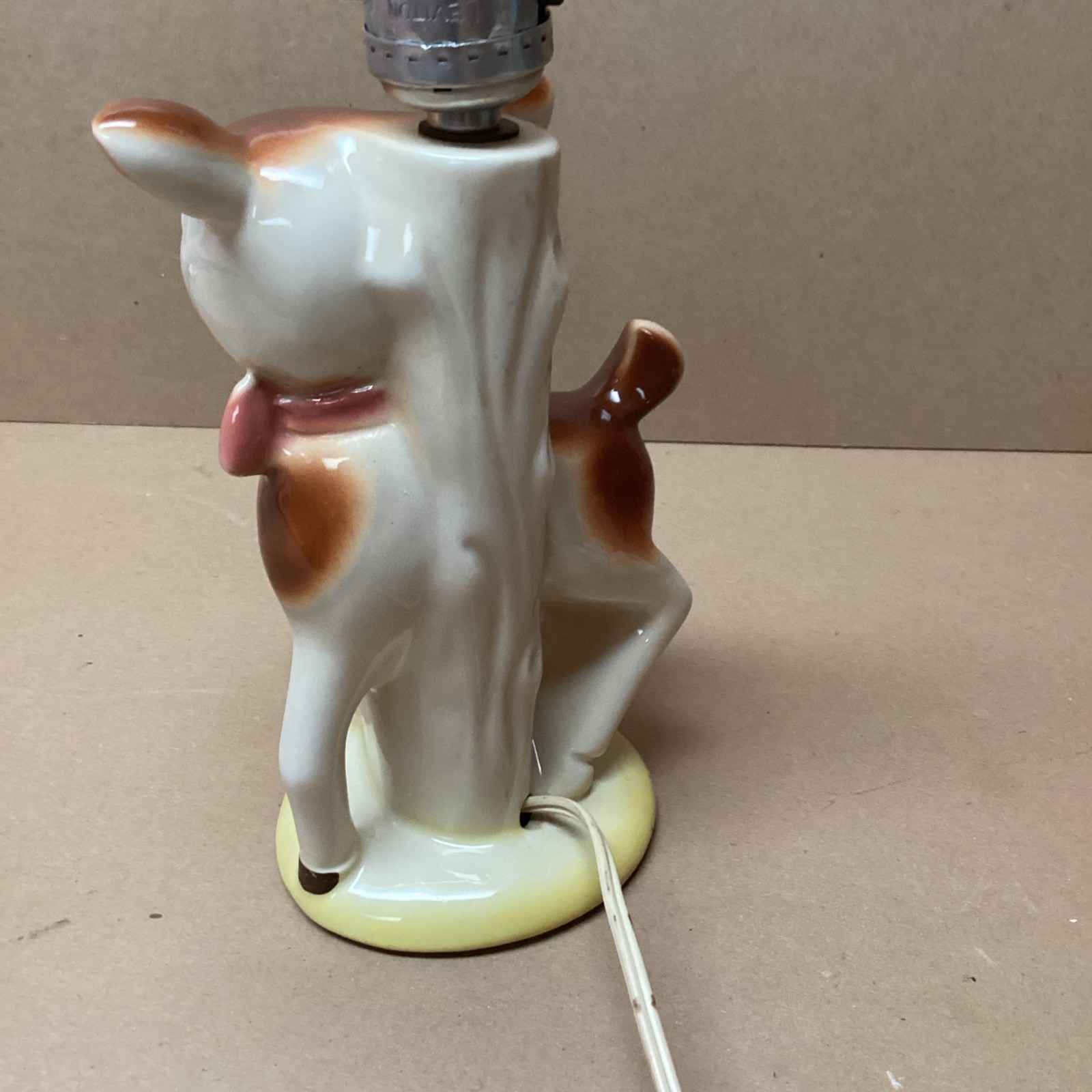 Vintage Disney Paper Lithograph Bambi & Friends 4 pc Set & Lamp Unique Lot