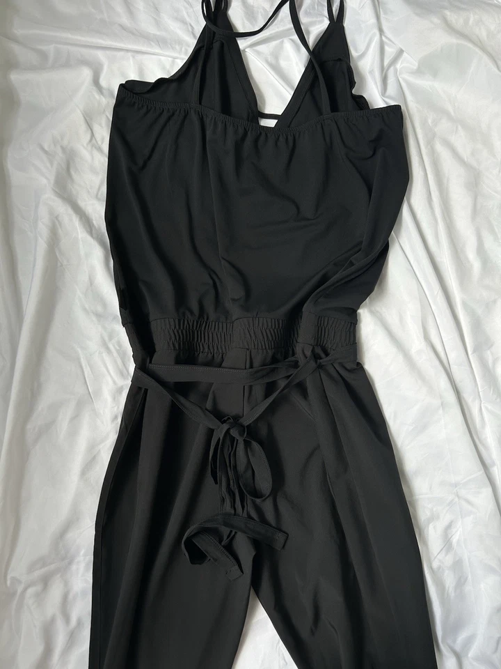 Fabletics Mujer Grande Negro Mameluco Una Pieza Ajustable Pantalones Sin Mangas Foto 4 de 4