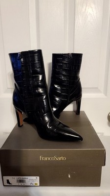 Franco Sarto Appia Bootie Black Croc Design Size 7.5 NWB