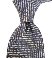 NWT TOM FORD Dark Gray Silver Large Zigzag Woven Silk Tie Italy 270