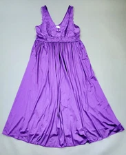 Vtg 70s 80s Shadowline Lingerie Dress Nightgown Purple Lace Babydoll Sz 1X 