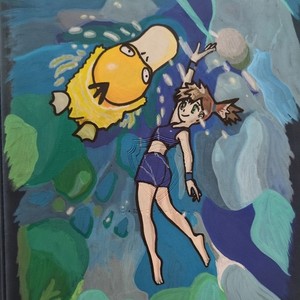 Pokemon Misty's Psyduck Side-Loading, 360 Ringless, Hand Painted Binder