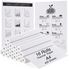 16 Rolls Thermal Paper, A4 Printing Paper Thermal Printer Quick-dry Inkless f...