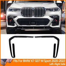 2x Front Bumper Fog Light Grille Gloss Black Trim Strip For Bmw G07 X7 2019-2022