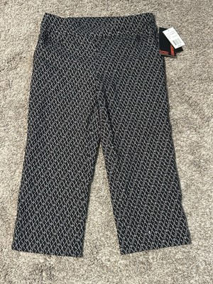 #ad NWT BRIGGS Slimming Solution Comfort Waistband Black Diamond Geo Pants Size 8 $16.00