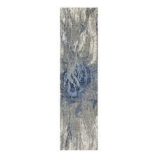 2'7"x10'2" Yale Blue Abstract Design Wool & Silk Hand Knotted Runner Rug R91290