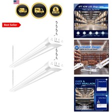 2 Pack 4FT Linkable LED Shop Light for Garage, 4400lm, 4FT 42W Utility Light ...