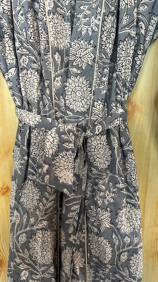 Cotton Kimono Robe Dressing Gown, Block Print Bridesmaid Robe, Summer Nightwear - Image 3 of 4