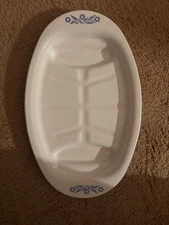 Vintage Corning Ware Blue Cornflower P-19 Meat Platter Broil Serve 10x16.5"