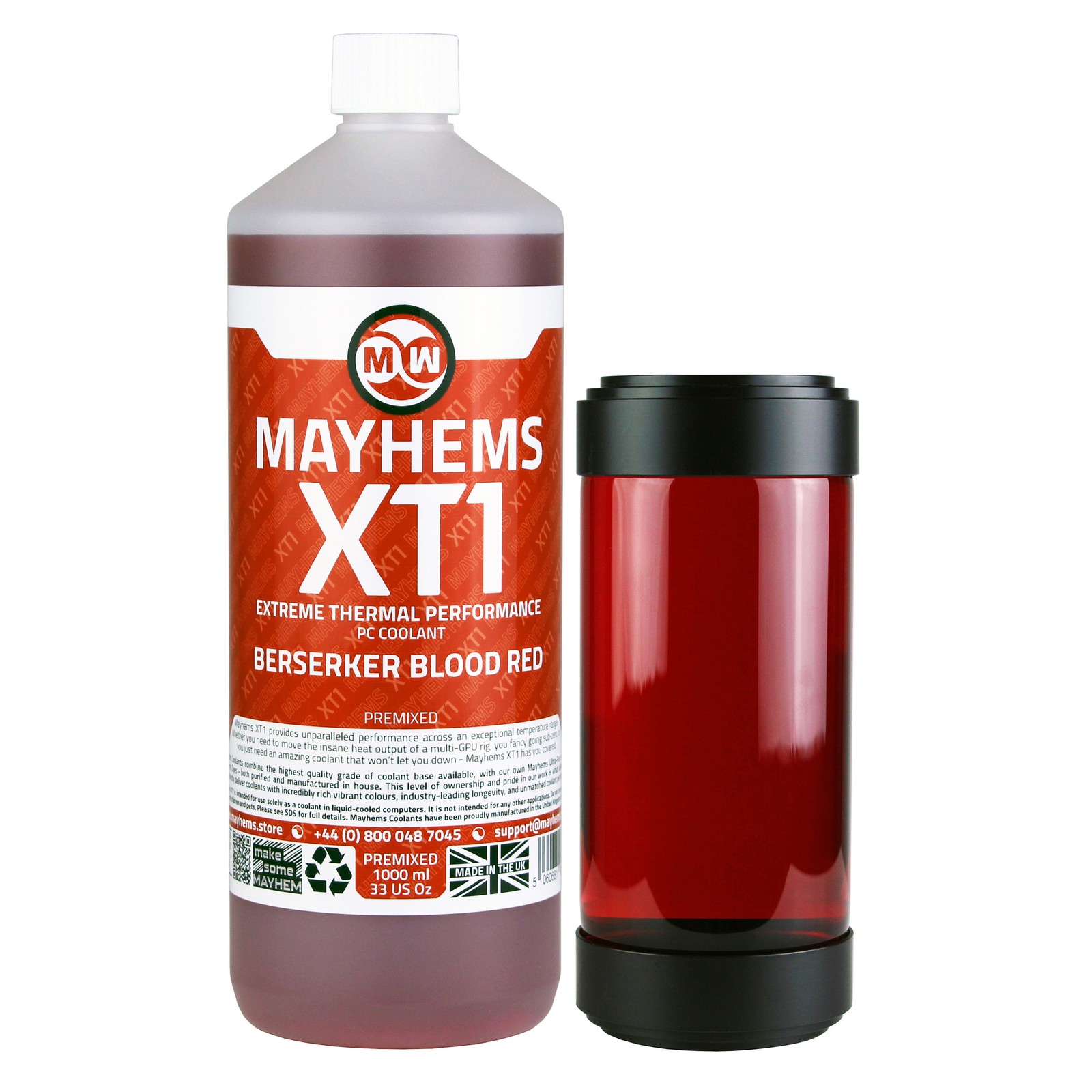 Mayhems - PC Coolant - XT1 Premix - Thermal Series, 1 Litre, Berserker Blood Red
