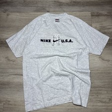 VTG NIKE USA Embroidered Logo T Shirt Gray szL Short Sleeve MADE IN USA GRAY TAG