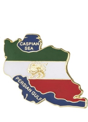 Iran Karte Flagge Emaille Pin Anstecker Löwe & Sonne Shir o Khorshid Pahlavi Persischer Golf