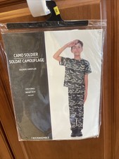 Camo Army Soldier Child Costume Camouflage Boys Halloween Sm 4-6 Unisex New