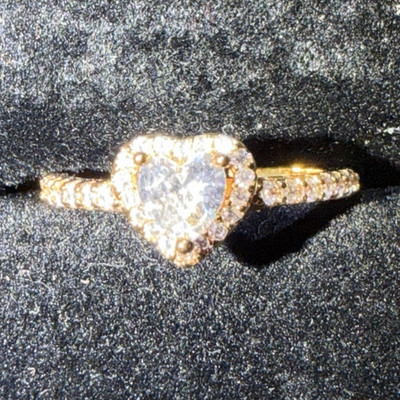 Pandora Heart Shape Halo Ring Gold Plated Cubic Zirconia Size 7