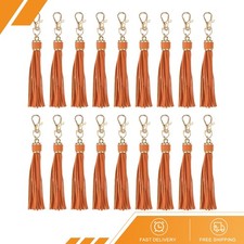 18pcs PU Leather Tassels 5.9" Keychain Tassel Charm with Lobster Swivel Orange