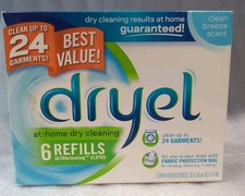 DRYEL At Home Dry Cleaning Cloth 6 Pack Refills Discontinued Sealed Box