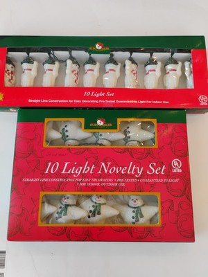 Lot Of 2 Kurt Adler Christmas 10-Light Sets - Snowmen & Star Snowmen Works!