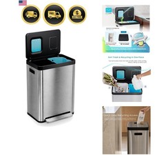 19 Gallon Dual Compartment Stainless Steel Trash Can