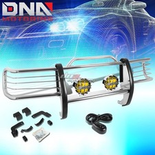 Chrome Brush Grill Guardround Amber Fog Light Fit 84-01 Jeep Cherokee Xj Suv