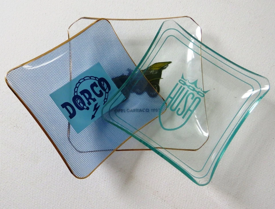 OPEL DARRACQ ~ HUSA ~ DORCO = Konvolut 3 alte Glas Aschenbecher um 1965 MAKELLOS - Bild 4 von 4