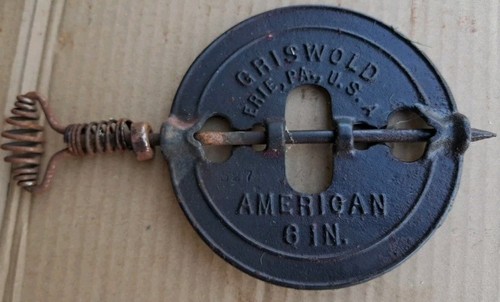 VTG Griswold 6" American Vintage Stove Flue Damper -  Steel Spindle