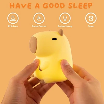 UNEEDE Capybara Night Light USB Silicone Nursery Lamp Dimmable Bedside Light