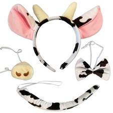 JIALWEN Role Playing Games Animal Cosplay Costume 4 Pieces Set Cow Ears Headb...