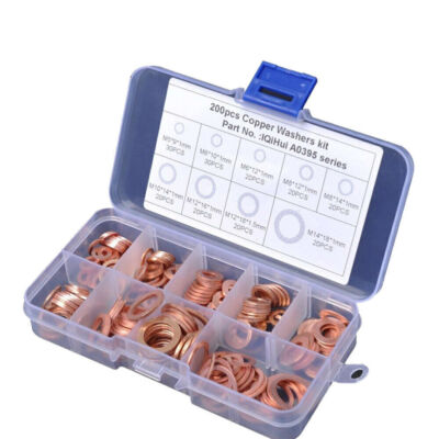 80 Pcs Assorted Size Copper Crush Washer Gasket Assortment for Oil Drain Plug