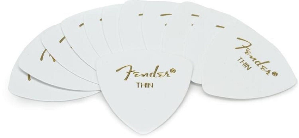 NEW Fender Classic Celluloid 346 Shape Thin Picks (12), WHITE, 198-0346-780