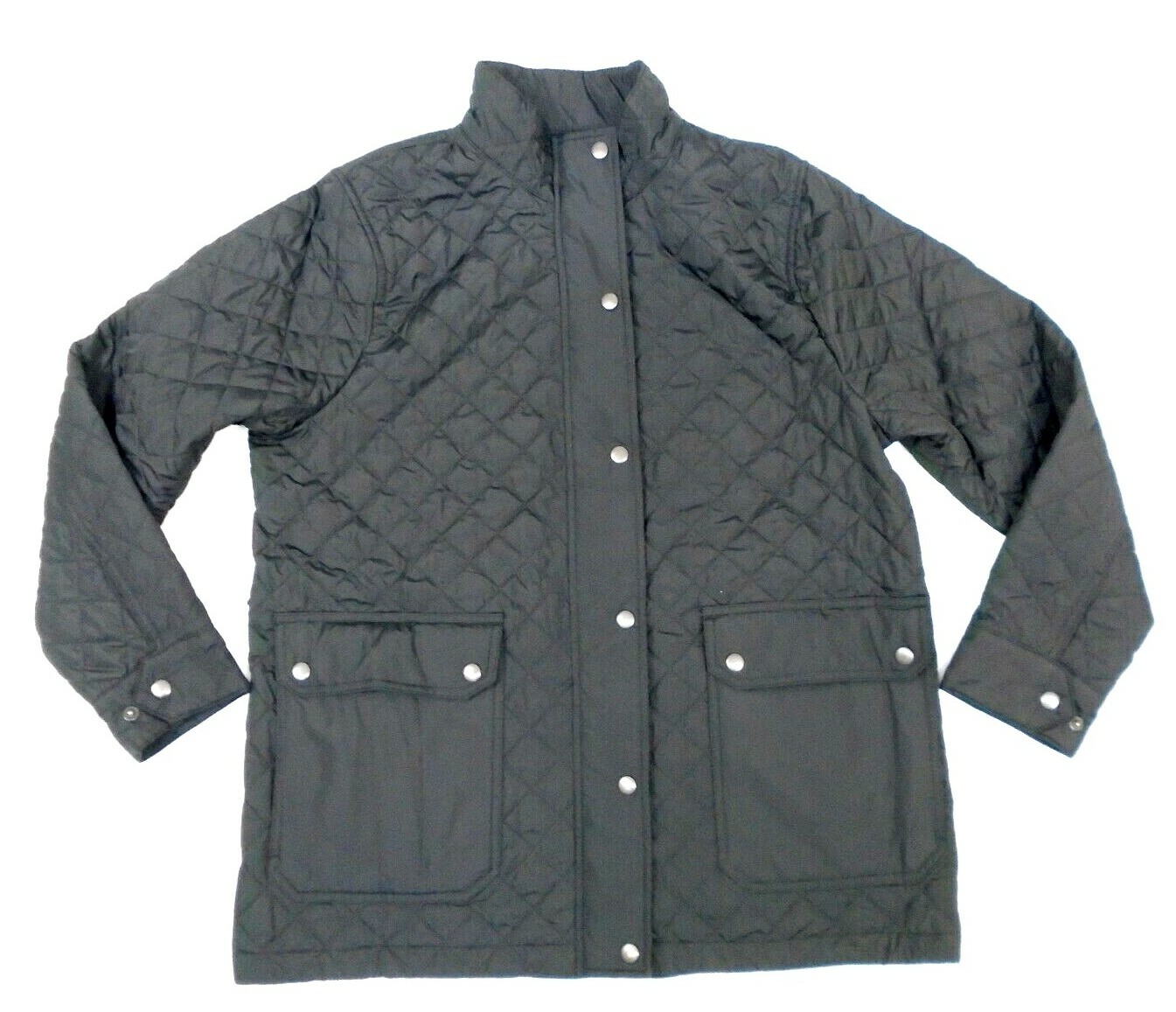 Lands' End Mens Quilted Jacket Black Padded Size L 38" 40" SLIM FIT