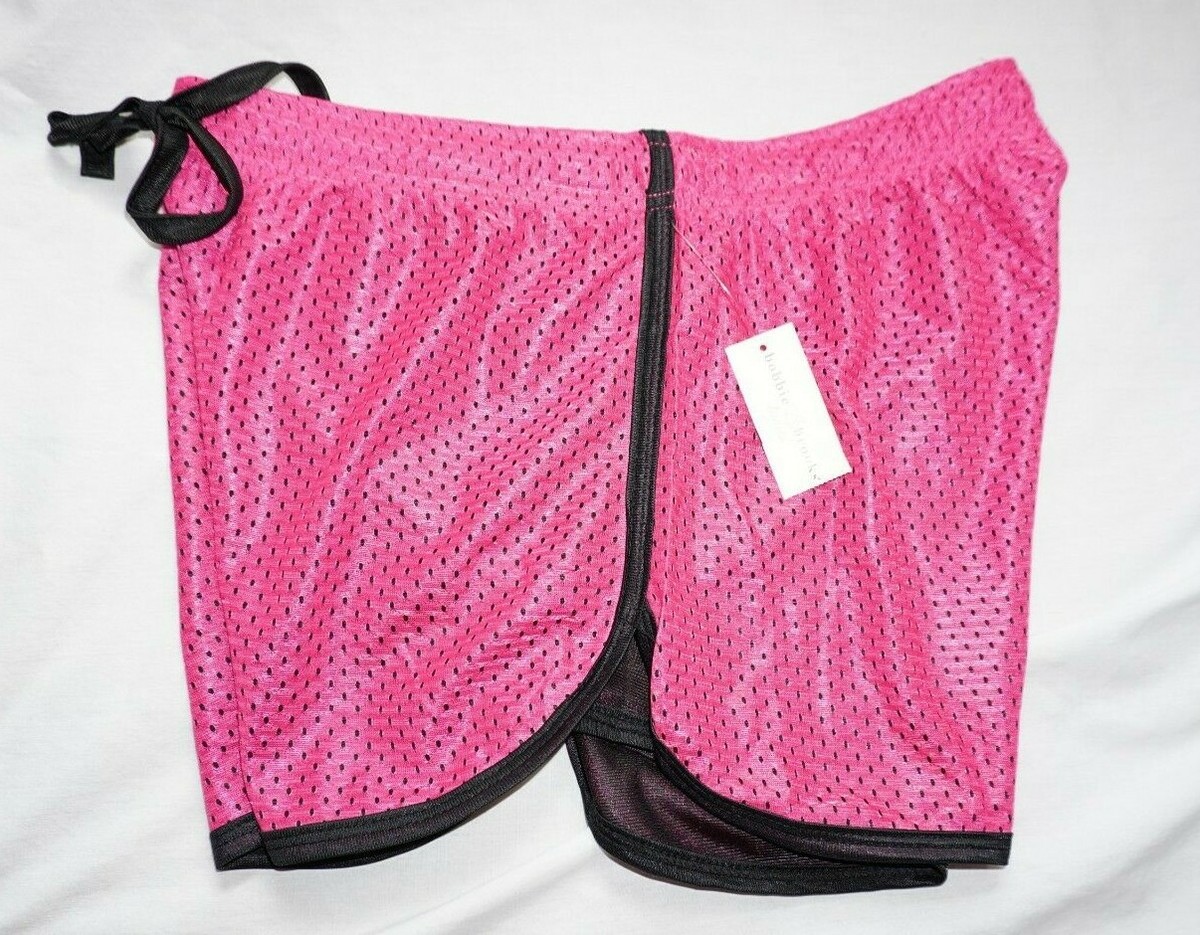 NWT Women's Summer Pink BOBBIE BROOKS Mesh Gym Lounge Shorts Pick
