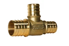 1 Pack XFITTING 1" x 3/4" x 3/4" Pex Tee, Lead Free Brass, Crimp Fitting