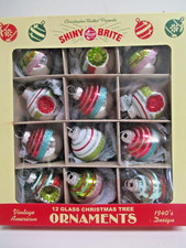 Shiny Brite Christopher Radko Christmas 12 Ornaments 1.75"  Rounds and Indents