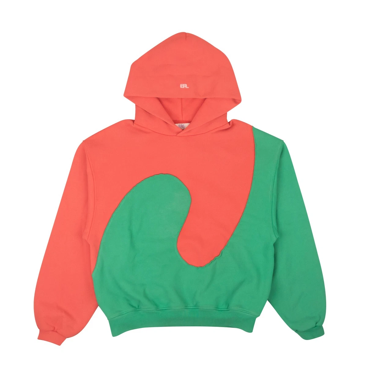 NWT COMME DES GARCONS x ERl Red & Green Swirl Fleece Hoodie