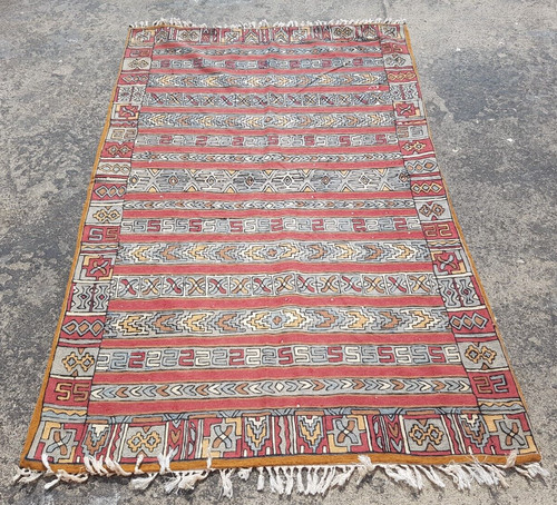 Vintage Hand Woven Traditional Kashmiri Afghani Style Kilim Rug Carpet 184x119cm