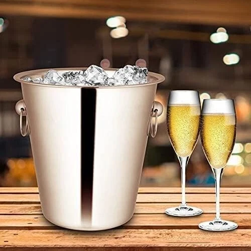 5L Stainless Steel Ice Bucket Champagne Wine Cooler with Handles Bar Pub Party