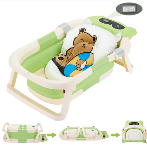 Foldable Baby Bath Tub Collapsible Baby Bathtub +Baby Tub Cushion w/ Thermometer
Opens in a new wind