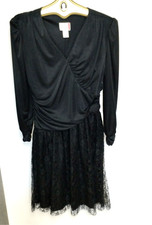 Vintage Isadora New York Womens 14 Party Dress Black Lace Bottom Cruise Wear med