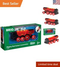 World 33592 Mighty Red Action Locomotive - Battery-Operated Toy Train with Li...