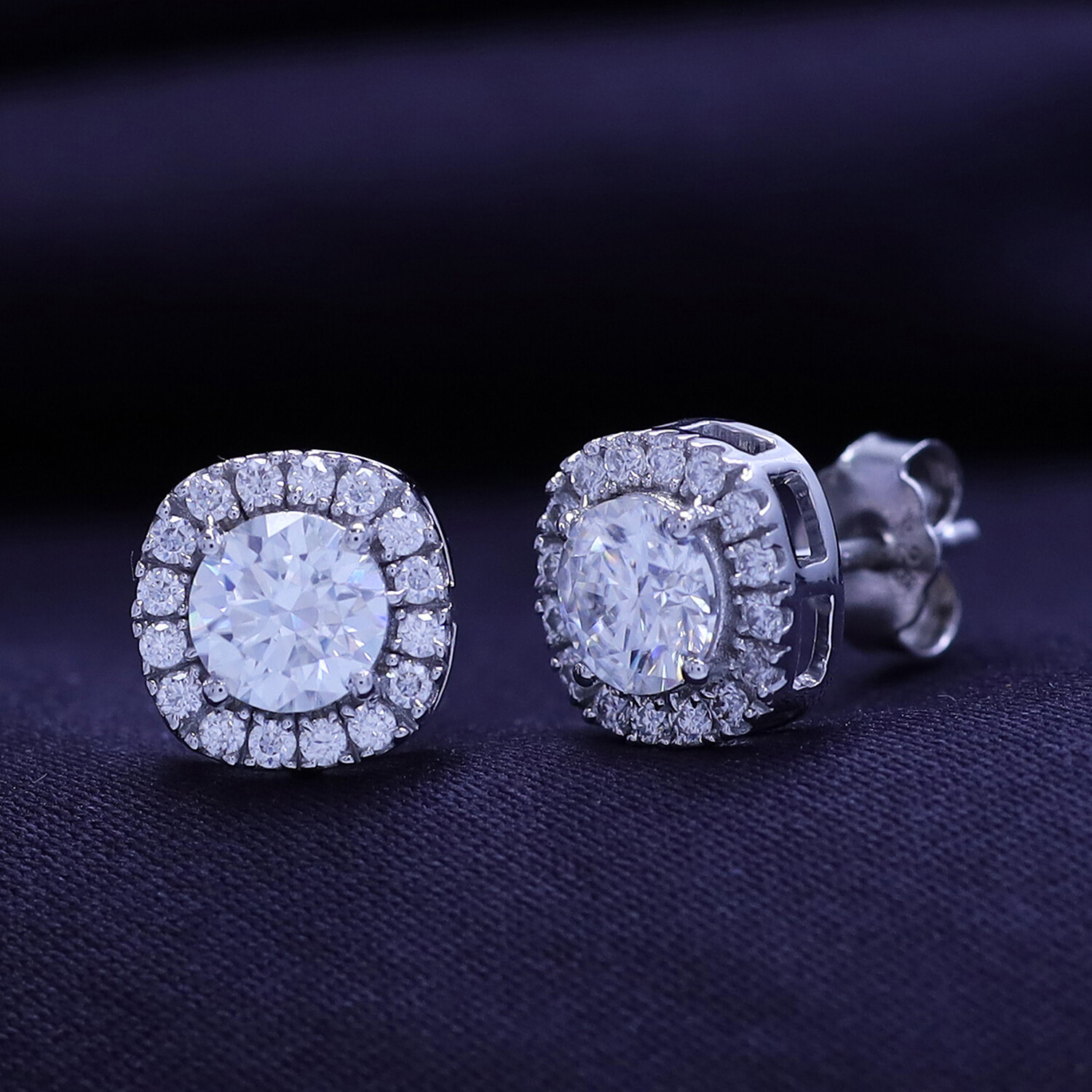 1.5ct Lab Created Moissanite Halo Stud Earrings in 10K Solid Gold | eBay