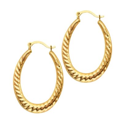 13/16'' abgestufte ovale Twist Back to Back Creolen echt 14K Gelbgold 1,2 g