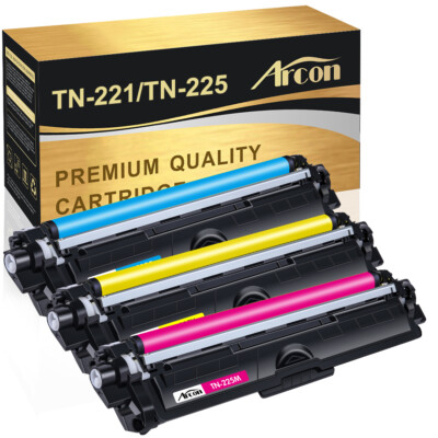 3PK Color TN225 Toner Compatible With Brother HL-3170CDW MFC-9130CW MFC-9330CDW