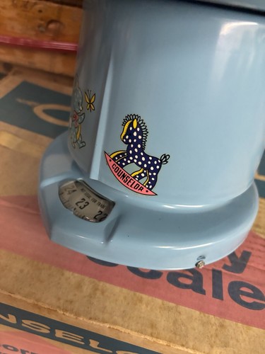 Vintage Counselor Metal Baby Scale 1950's Baby Room Decor Blue Bunny Horse - Picture 4 of 6