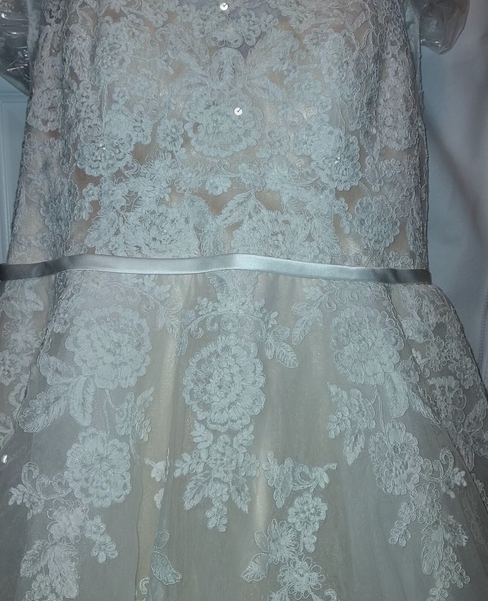 Cocomelody LD3932 Ivory Champagne Floral Tulle Lace A Line Wedding