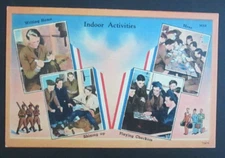 Indoor Activities US Army Military Unposted Linen Postcard