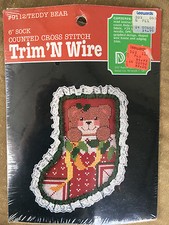 Teddy Bear 6" Sock Stocking Trim n' Wire Cross Stitch Kit
