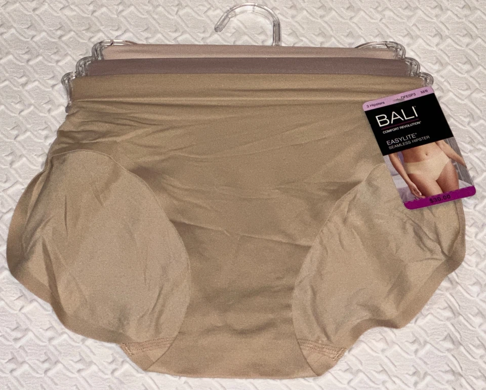 BALI Comfort Revolution Easylite Seamless 3 Pk Hipster Panty Nude Womens M L 2XL - Image 2 of 4