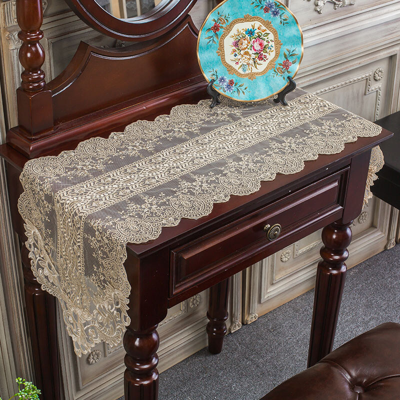 Floral Lace Table Runner Cover Dresser Tablecloth Fabric Furniture  Dustcover Art