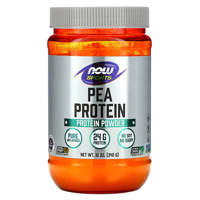 Now Foods Sports Pea Protein Natural Unflavored 12 oz 340 g Dairy-Free, GMP