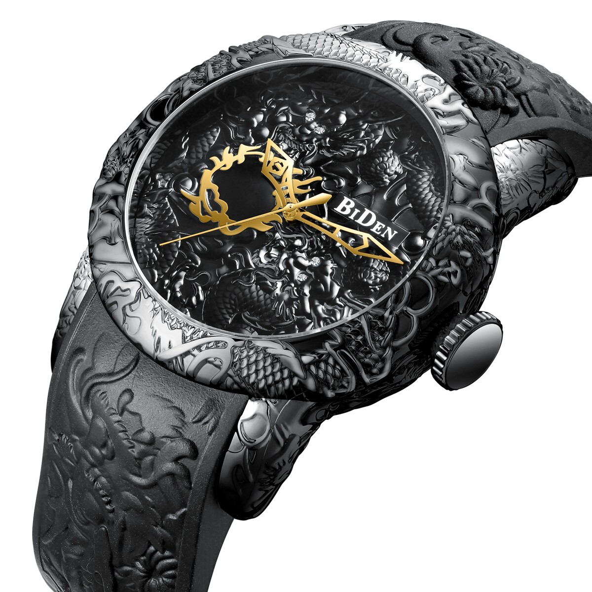 BIDEN 2025 New Fashion 3D Sculpture Dragon Men's Quartz Watches
